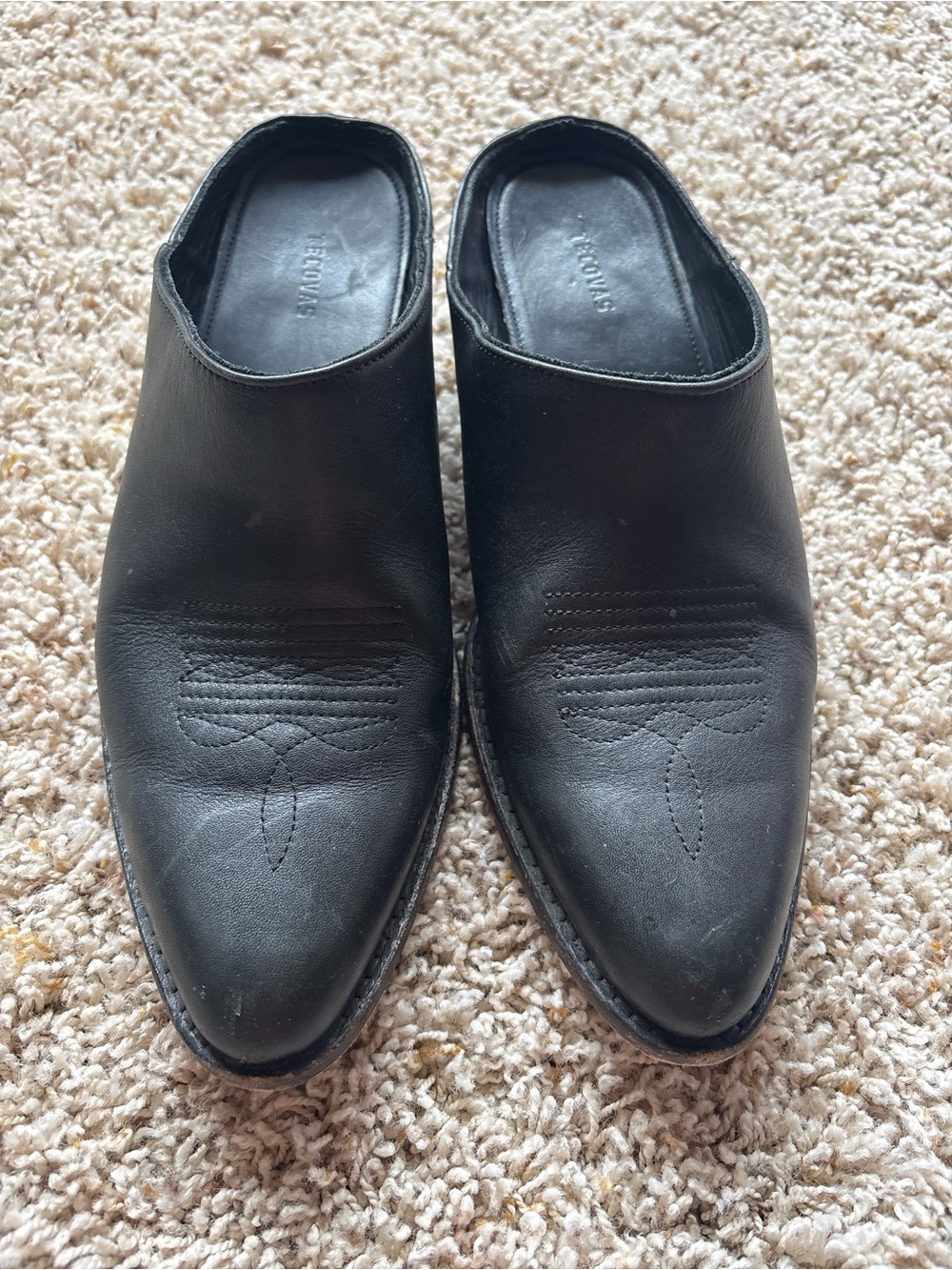 Tecovas The Sophie Black Leather Western Mules 8